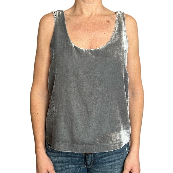 J. Crew Velvet Tank Top Scoop Neck in Gentle Sea 6 - Picture 3 of 15